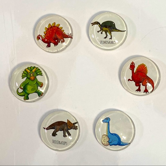 Set/6 𝑯𝒂𝒏𝒅𝒎𝒂𝒅𝒆 Dinosaur Magnets Cabochons Gift - Picture 8 of 8